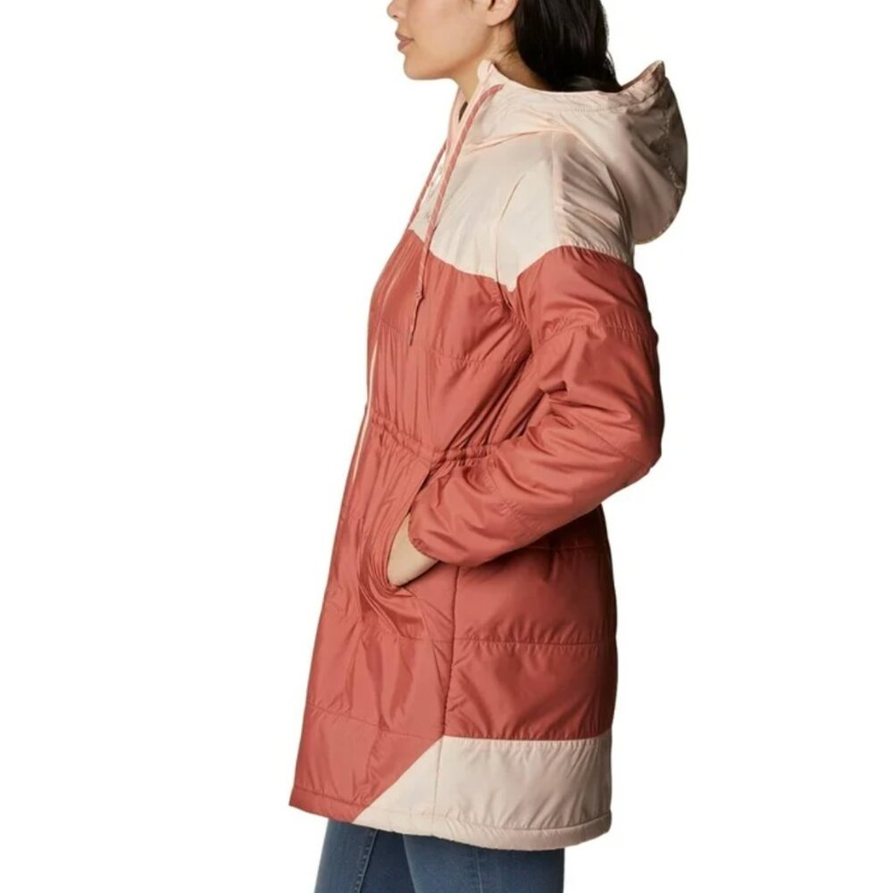 COLUMBIA Sm Flash Challenger Sherpa Lined Long Jacket Dark Coral Peach Blossom - Picture 2 of 7